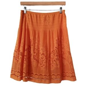Sophie Max Y2K lace crochet low rise pull on skirt boho orange